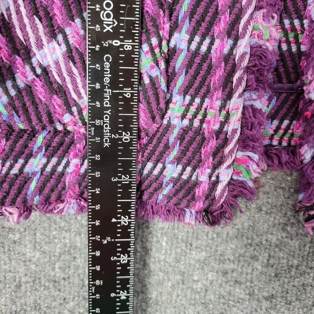 KATE SPADE Purple Plaid Tweed Jacket Office Preppy Clueless Academia SIZE 6